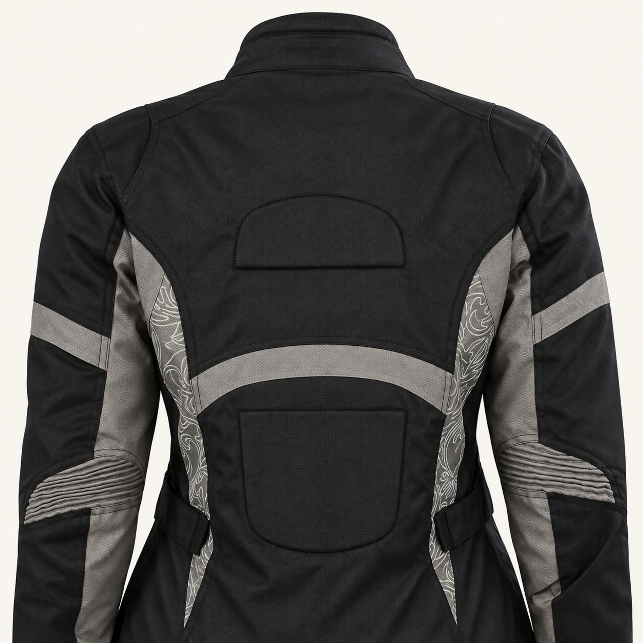 Damen-Motorradjacke Tribal in Schwarz/Grau, Konstruktionsdetail