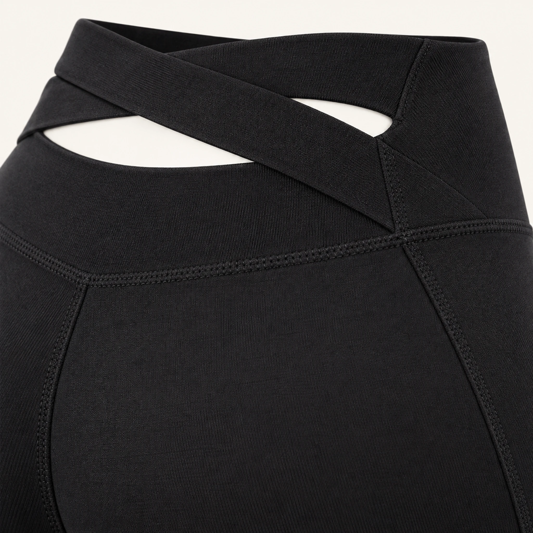 Figurformende Damen-Leggings in Schwarz, Materialdetail