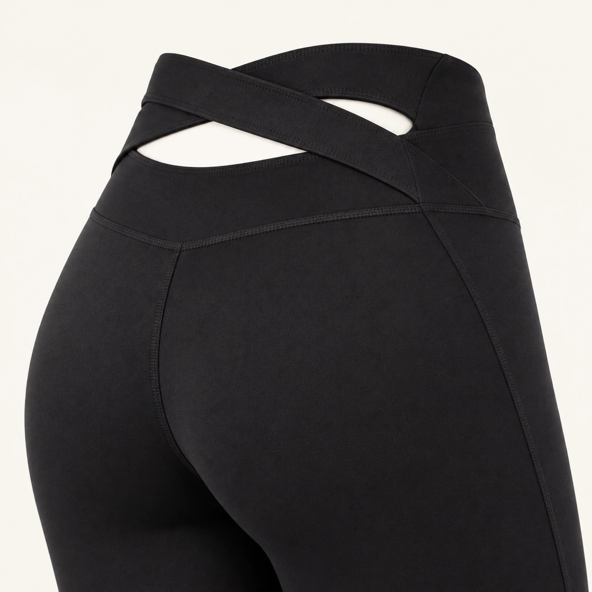 Figurformende Damen-Leggings in Schwarz, Konstruktionsdetail