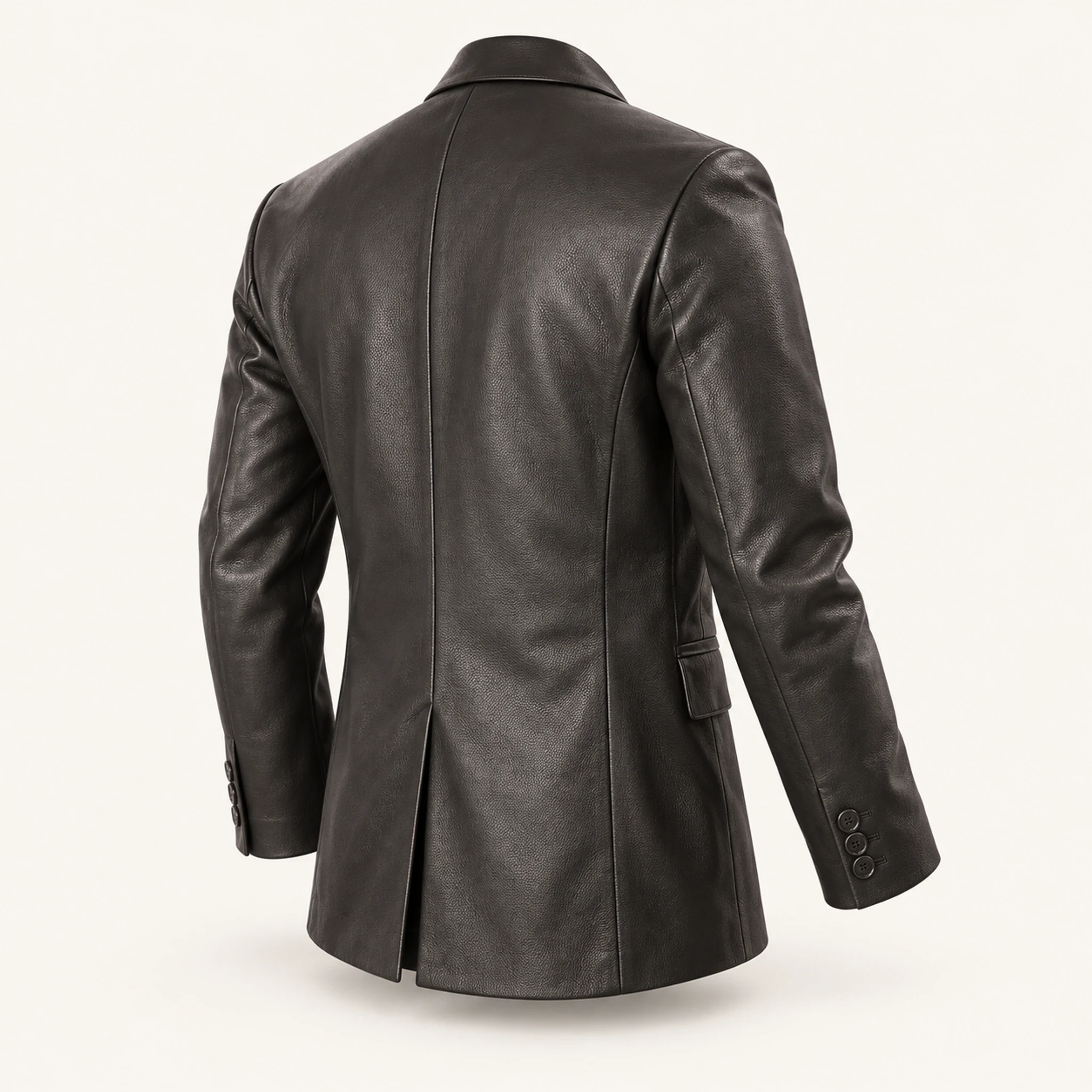 Herren-Lederblazer in Schwarz, Rückansicht