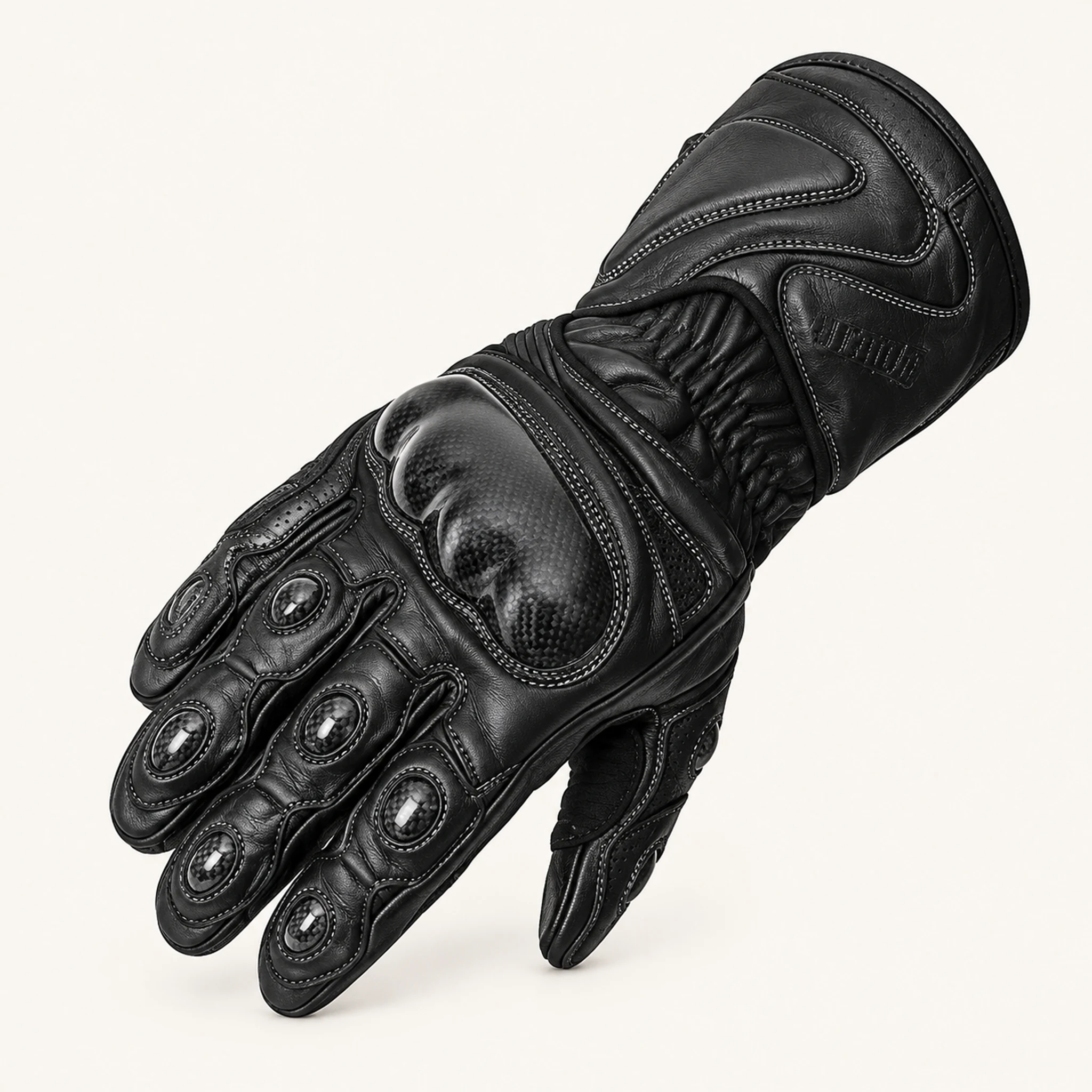 Leder-Motorradhandschuhe in Schwarz