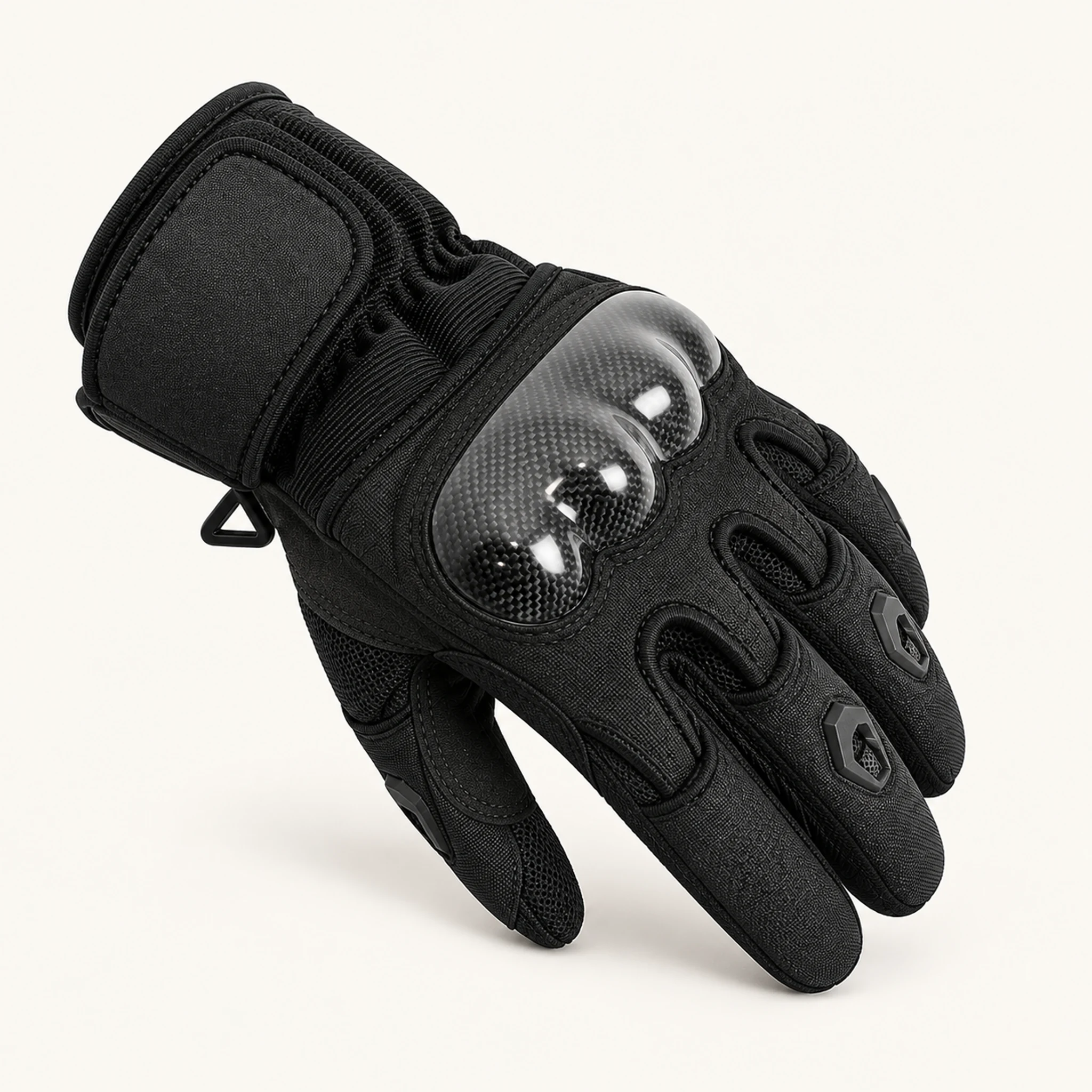 Sommer-Motorradhandschuhe Textil in Schwarz, Konstruktionsdetail
